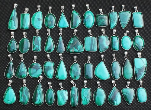 Malachite Gemstone Pendant 925 Sterling Silver Pelted Wholesale MalachitePendant - Picture 10 of 10