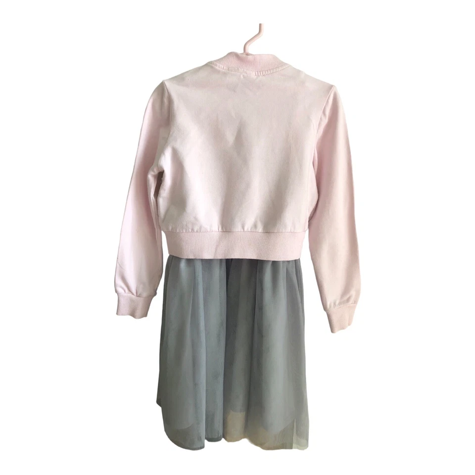 Vestido Tutu Feminino de Lantejoulas Bolinhas Tamanho 5 Rosa e Cinza Bom Estado Usado - Imagem 2 de 4