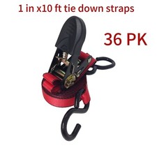 36PK Ratchet Tie Down Straps 1in x 10ft 1200LBS Break Strength 400LBS Work Limit