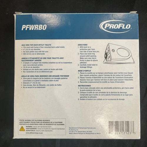 Wax Ring For Back Outlet Toilets Proflo PFWRBO - Picture 2 of 6