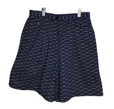 Vtg GOLF Shorts Sz 8 High Waist Pleated Cotton 18th Hole Pattern Liz Claiborne