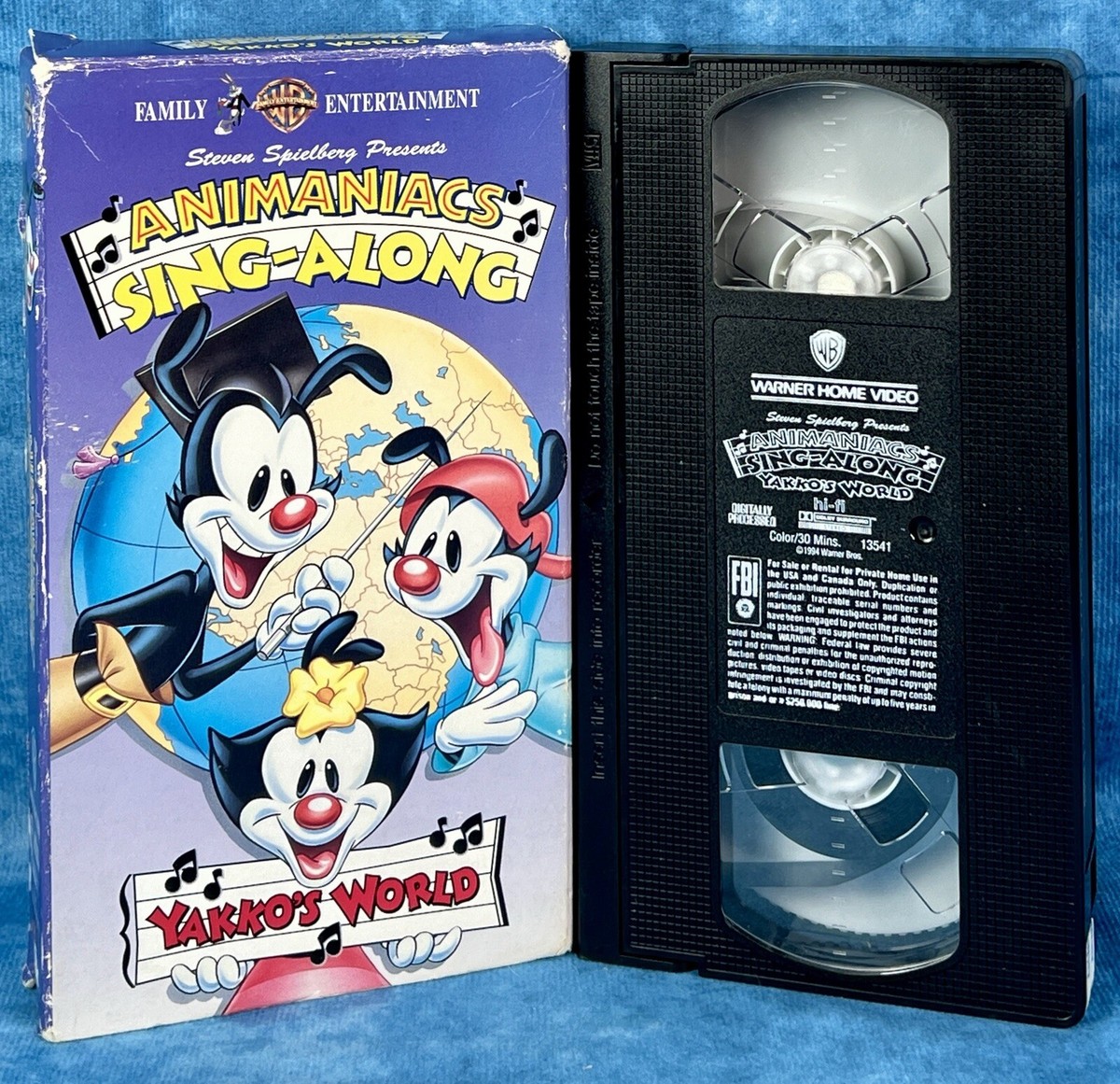 Animaniacs Sing-Along Yakko's World VHS, Play Tested Play
