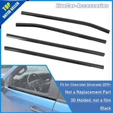 Black Window Bottom Sill Strip Cover Trim Overlay For Chevy Silverado Sierra 19+