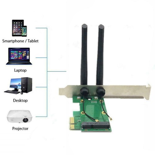 Wireless Wifi Network Card Mini PCI-E To PCI-E 1x Desktops 2x Adapter + S8P7 - Picture 7 of 10