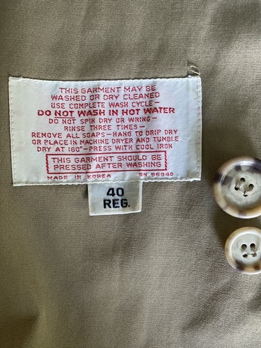 Vintage Beige Trenchcoat Zweireiher Knopfverschluss Maschinenwäsche Herren 40 R - Bild 11 von 12