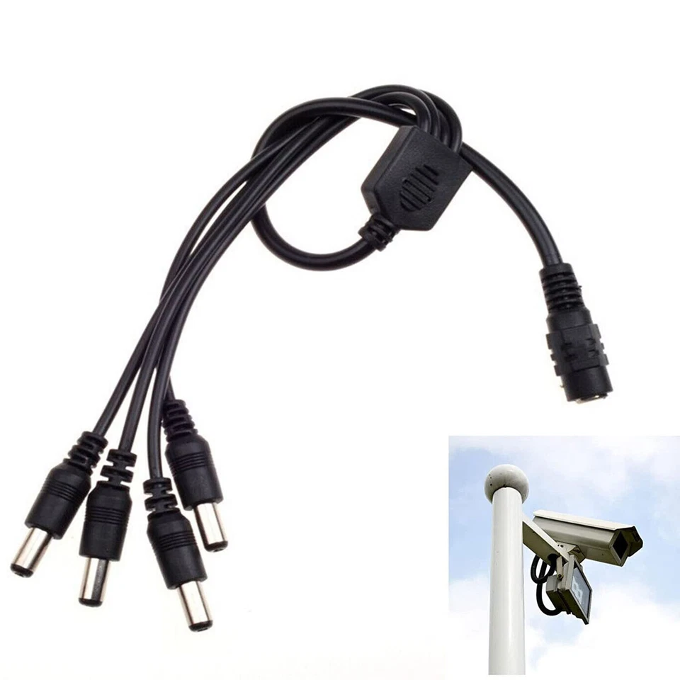2PCS 1 Female to 4 Male DC Power Splitter Adapter Cable for CCTV Security Camera - Image 2 of 4