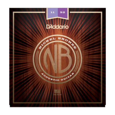 D'Addario NB1152 Custom Light Gauge Nickel Bronze Acoustic Guitar Strings, 11-52