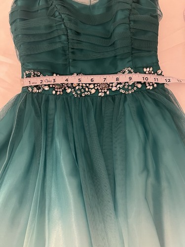 B Darlin Party Homecoming Dress Emerald Green Ombré Strapless Junior Size 3/4 - Picture 16 of 17
