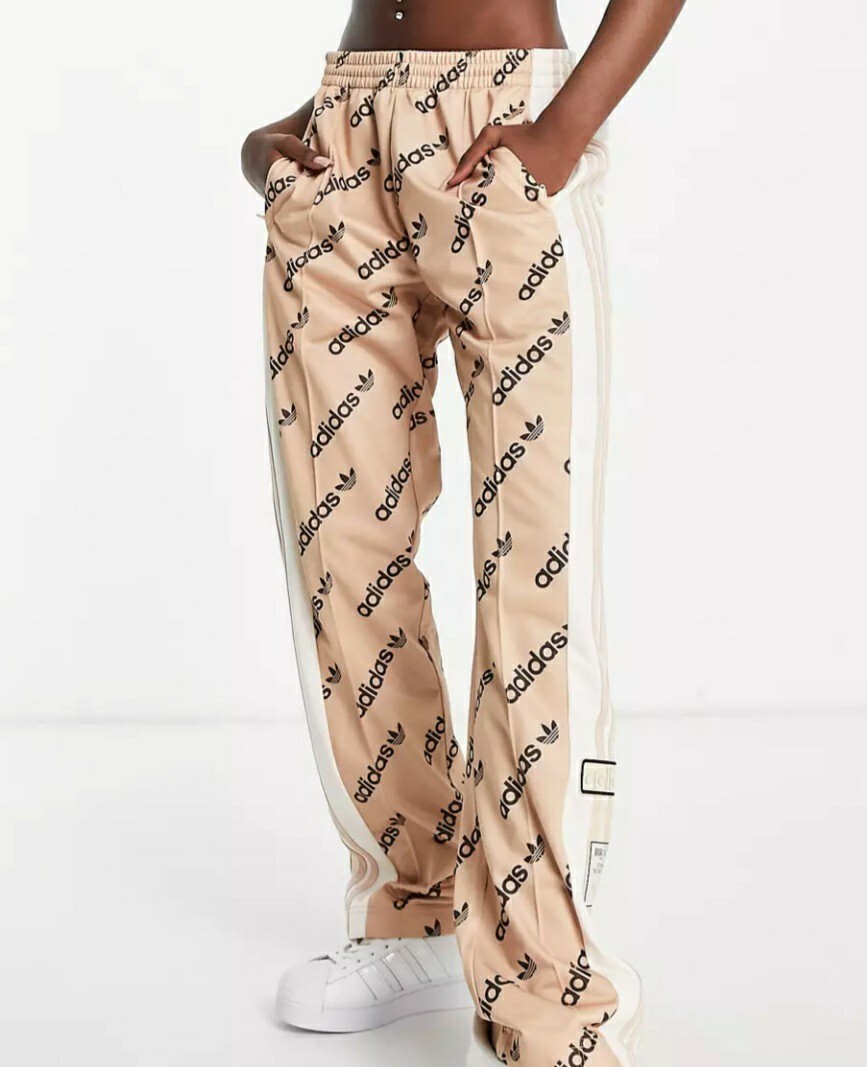 ADIDAS Originals Logomania Side Snap Track Pants Large Blush Pink Black  Adibreak | eBay