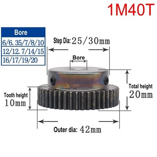 Ingranaggio Trasmissione Denti 1 Mod Spur Gear 10T-150T con Passo 45# Ingranaggio Pignone Acciaio - Foto 18 di 39