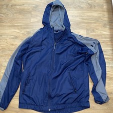 Under Armour Full Zip Jacket Men's Small Wind/Rain Dark Blue With Pockets