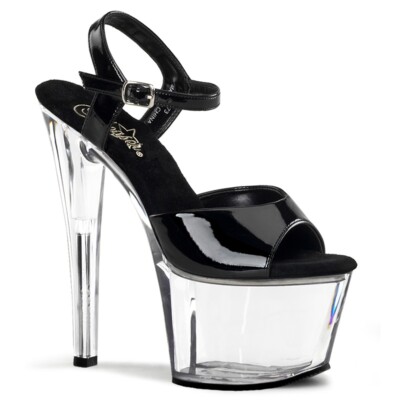 7'' Black Clear Platform Drag Queen RuPaul Gogo Dancer Stripper High Heels Shoes