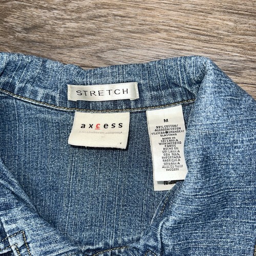 Y2K AXCESS DENIM JACKET STRETCH FITTED WOMENS SIZE M - Picture 3 of 6