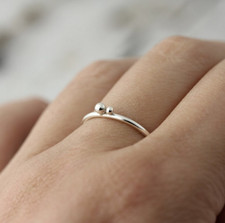 925 sterling silver double beads band ring hammered handmade ring