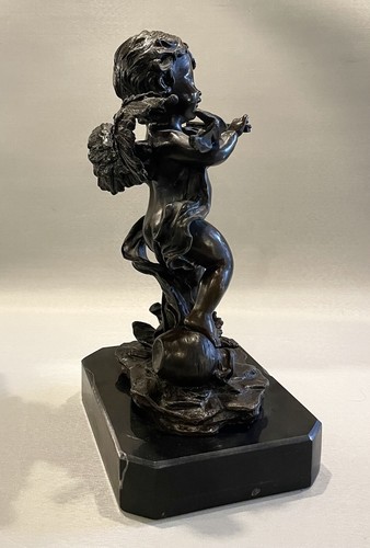 Vintage Bronze Engel spielen Geige auf Marmorsockel - Bild 4 von 11