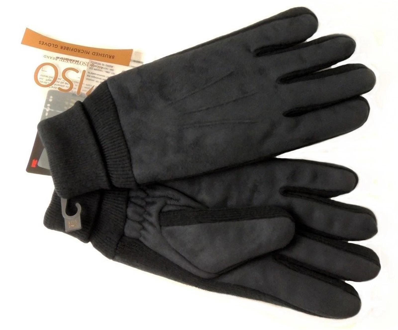 G241 Iso By Isotoner Men's Winter Weather Brushed Microfiber Gloves Black