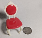 Vintage Miniature Dollhouse Chair Plastic Made in Hong Kong 2" tall red white
