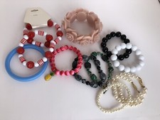 Lot of 12 Costume Jewelry Multicolor Bracelets Fashion Plastic Wrist Wear