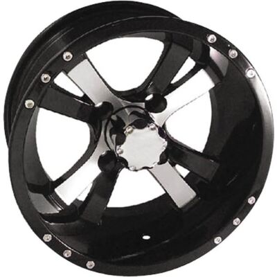 Black w/Machined 10x7, 4/4, 3+4 Ocelot E103 Golf Cart Wheel - E-103 10-X7 MACH