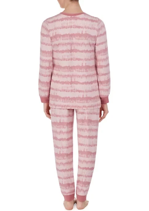 $69 Cuddl Duds® Jogger Lounge Комплект, Темно-розовый Принт, Размер L - Изображение 3 из 3