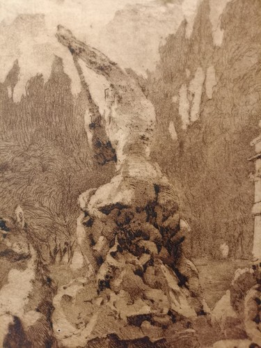 Paolo Minuit Fantaisie Baroque Eau Tinte Original 1920 Fontaine Triton - Picture 4 of 8