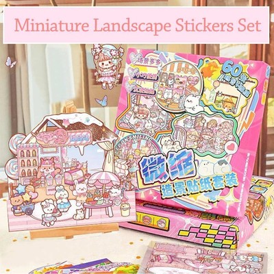 Cartoon Miniatur Szene 3D Aufkleber PET Landschaft Stickerbuch Kinder Geschenk