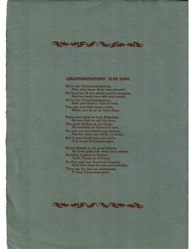 THE CIRCUMNAVIGATORS' CLUB SONG in 1924 Annual Dinner Meeting Program w/ MENUS - Imagen 2 de 4