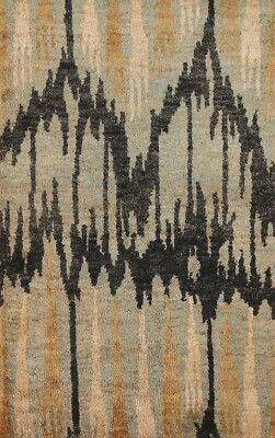 Abstract Modern Moroccan Oriental Area Rug 4'x6' Jute Hand-knotted Indian Carpet