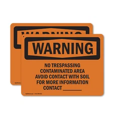 (2 Pack) No Trespassing Contaminated Area Avoid Contact OSHA Warning Sign Decal