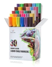 Liquid Chalk Markers 30 Colors, Bright Colors, Reversible Tip
