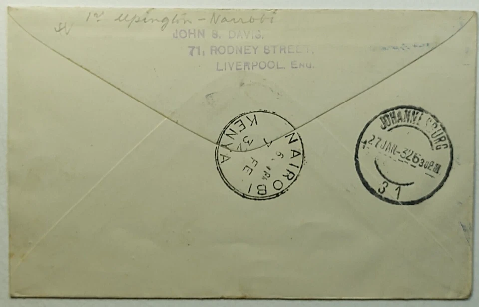 Primer vuelo de Sudáfrica 1932 Imperial Airways Johannesburgo a Liverpool Foto 2 de 2