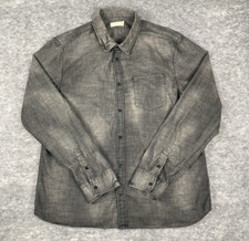 Allsaints Shirt Mens XL Washed Black Denim Lightweight Snap Long Sleeve