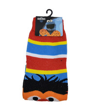 Sesame Street Ernie Adult Mens Sz 6.5-12 Red Blue Novelty Graphic Crew Socks