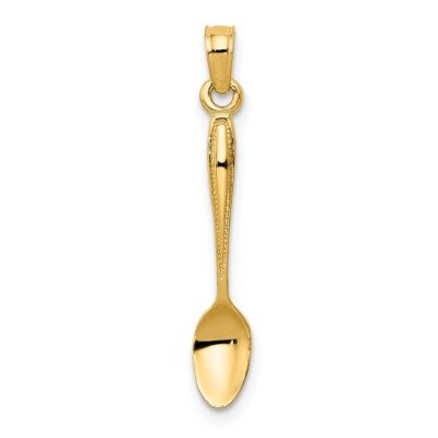 14k Gelbgold 3-D Tafellöffel Anhänger L-1,07 Zoll, B-0,2 Zoll 0,62 Gramm