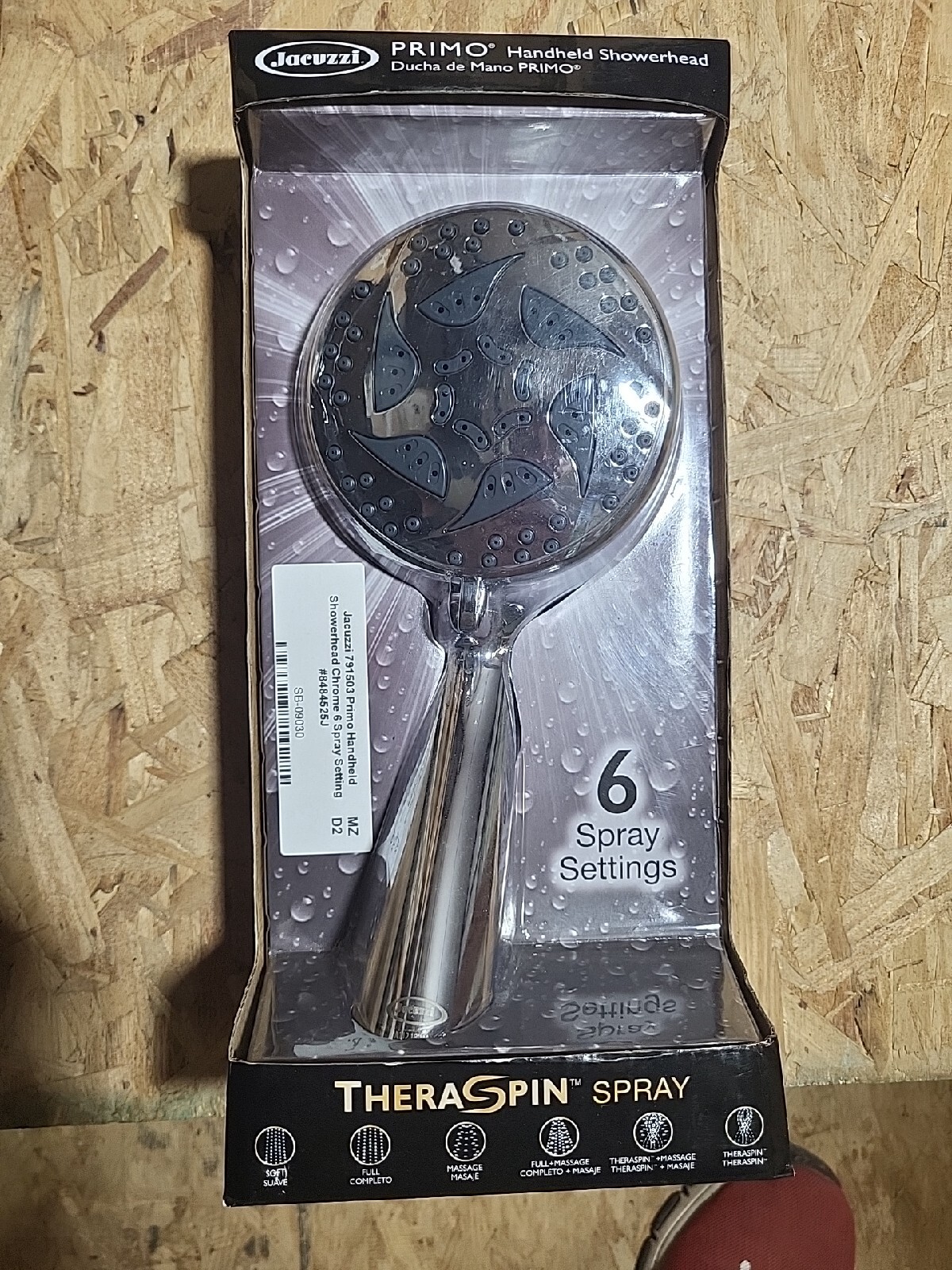 Jacuzzi 791503 Primo Handheld Showerhead Chrome 6 Spray Setting