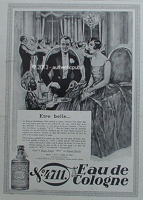 ADVERTISEMENT EAU DE COLOGNE 4711 ETRE BELLE BALL DANCE GALA ART DECO 1927 AD PUB