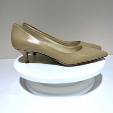 Nine West Illumie Pointed Toe Pumps Heels Shoes Size 7.5M Beige Leather NEW