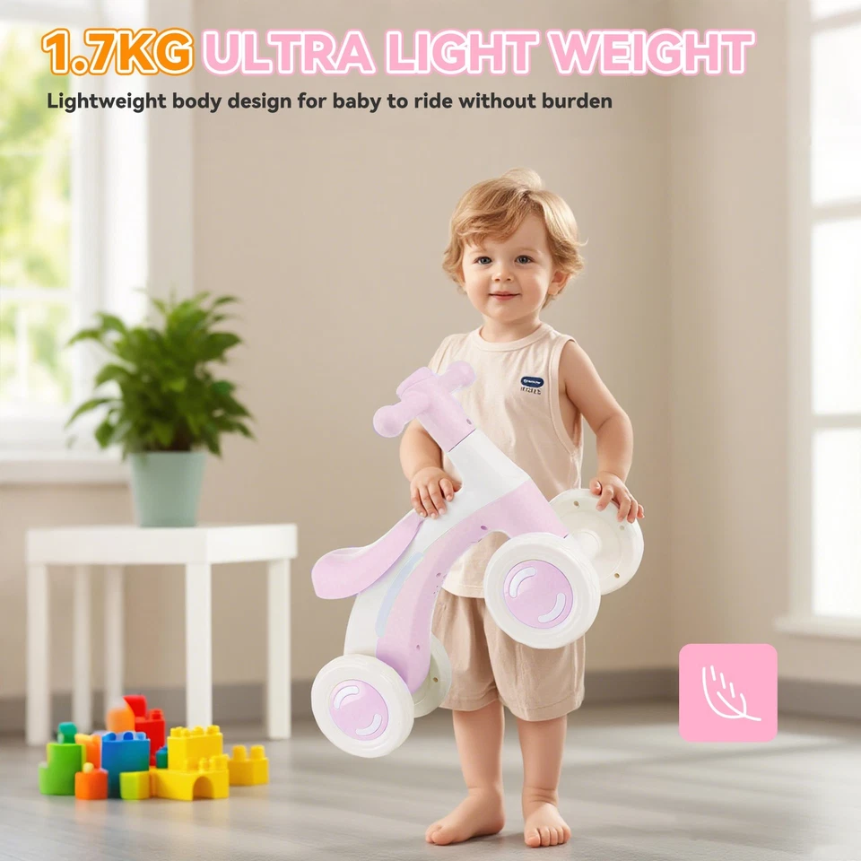 Laufrad für Kinder ab 1-3 Jahre Kinderlaufrad mit Stützräder Pedalen 4-Räder Neu - Bild 3 von 4