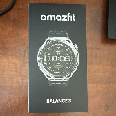 Amazfit Balance 3 46mm Smartwatch Silver Aluminum Case Black Silicone Band