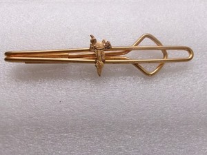 Vintage Western Saddle Tie Bar Equestrian Gold Tone Embossed 2 3/4"