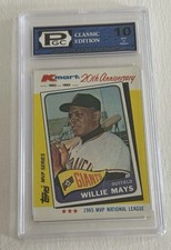 1982 WILLIE MAYS TOPPS 1965 MVP KMART 20th ANNIVERSARY#8 GEM MINT PGC 10
