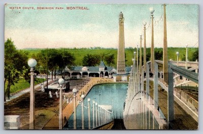 Montreal Quebec Canada Water Chute Dominion Park Antique Postcard