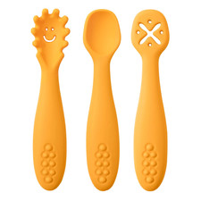 3PCS Cute Baby Learning Spoons Utensils Set Newborn Feeding Spoon Set Toddler Sc