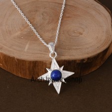 Delicata Collana Stella Argento 925 Autentico Ciondolo Lapislazzuli Bussola Gioielli per Mamma