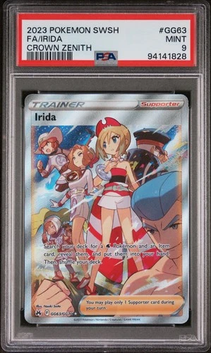 2023 POKEMON SWORD & SHIELD CROWN ZENITH #GG63 FULL ART/IRIDA PSA 9