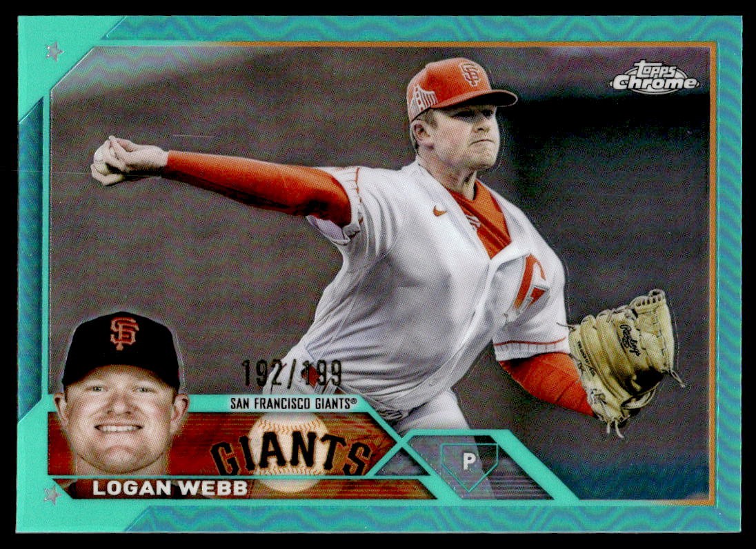 2023 Topps Chrome #32 Logan Webb Aqua Refractor #/199