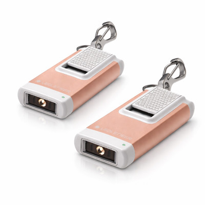 2x Ledlenser K4R 120lm USB Mini Taschenlampe Wiederaufladbar Schlüsselbund Gold