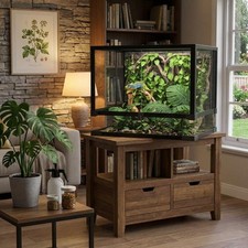 34 Gal Glass Reptile Terrarium 24"x18"x18", Escape-Proof Front Doors Ventilation