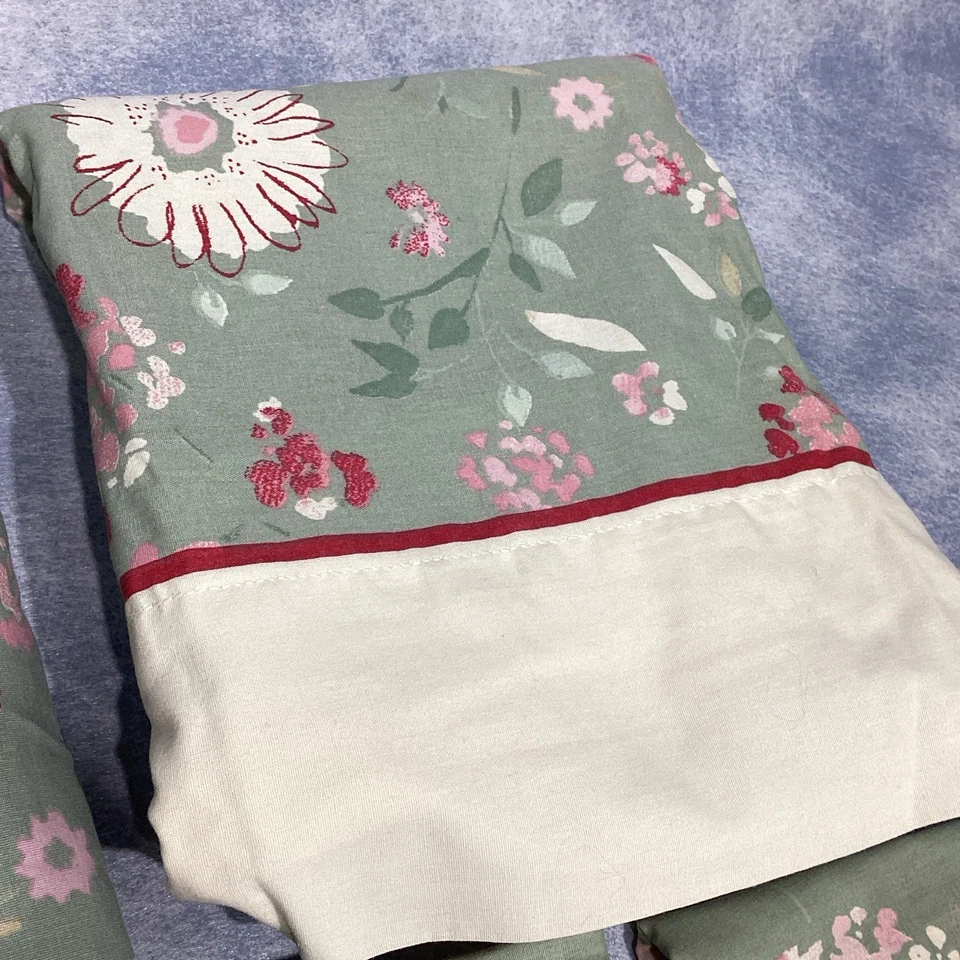 Westpoint Stevens Mod 4 Pc Twin Sheet Set Pillowcases Vintage Green Pink - Image 3 of 4