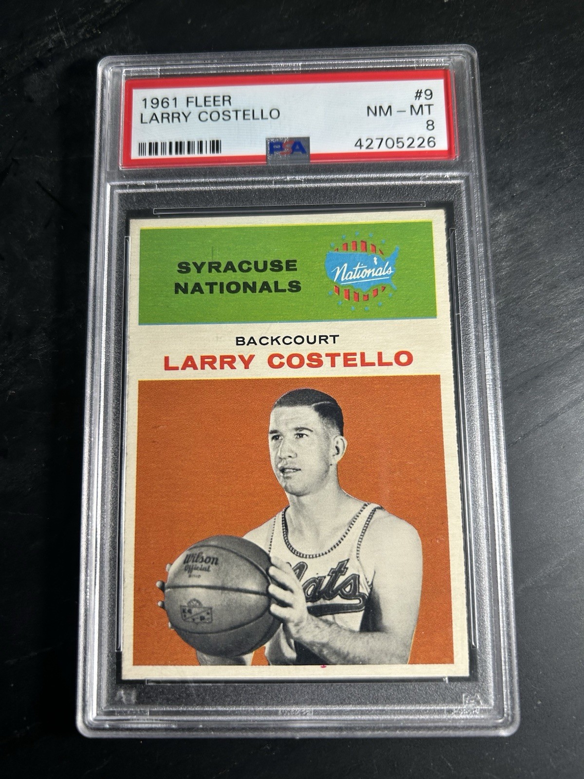1961 Fleer #9 Larry Costello PSA 8 Syracuse Nationals